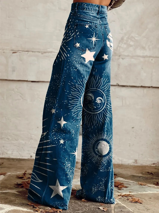 The Oracle | Super Wide-Leg Celestial Star Denim