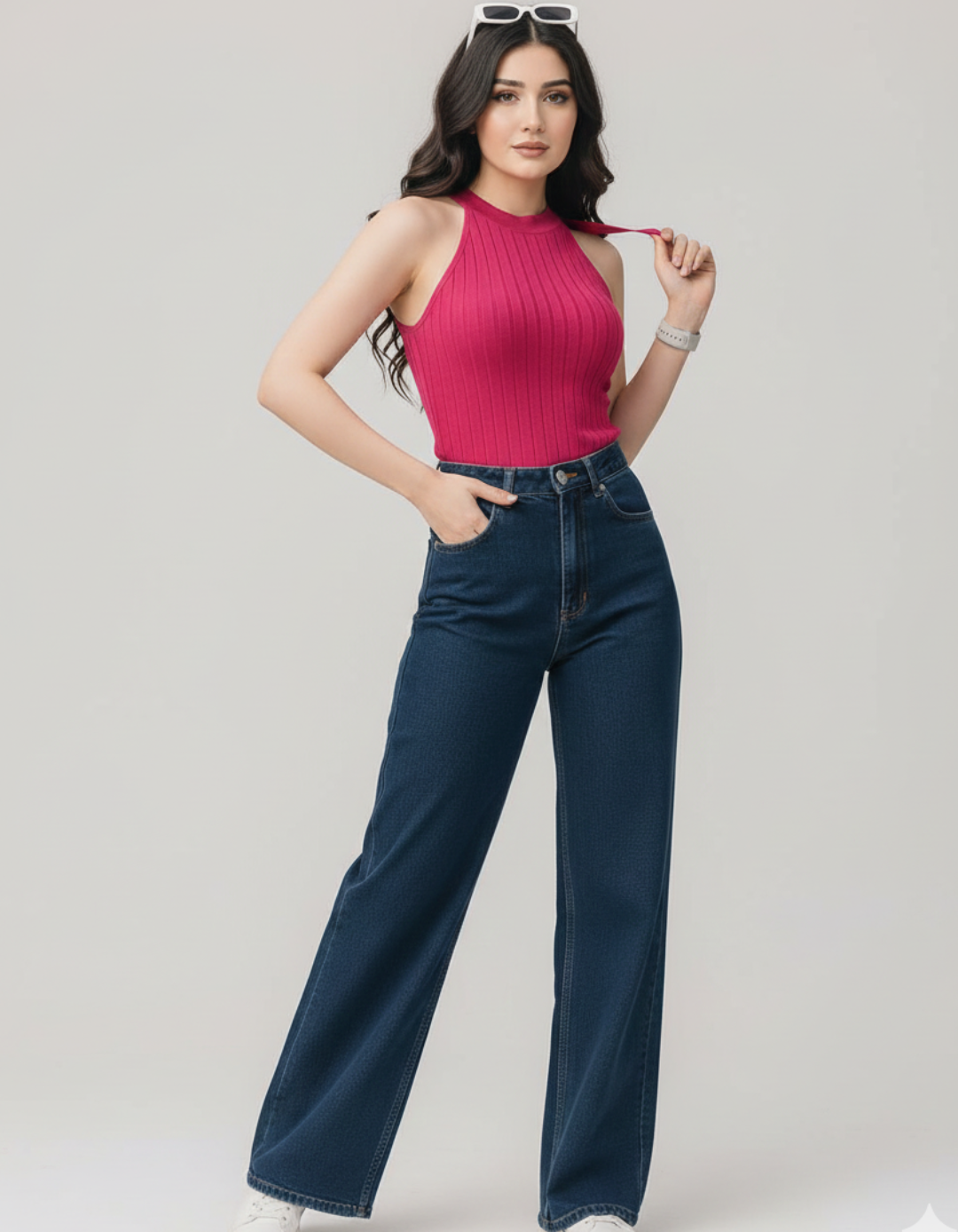 Royal Rebellion | Navy Blue Wide-Leg Jeans
