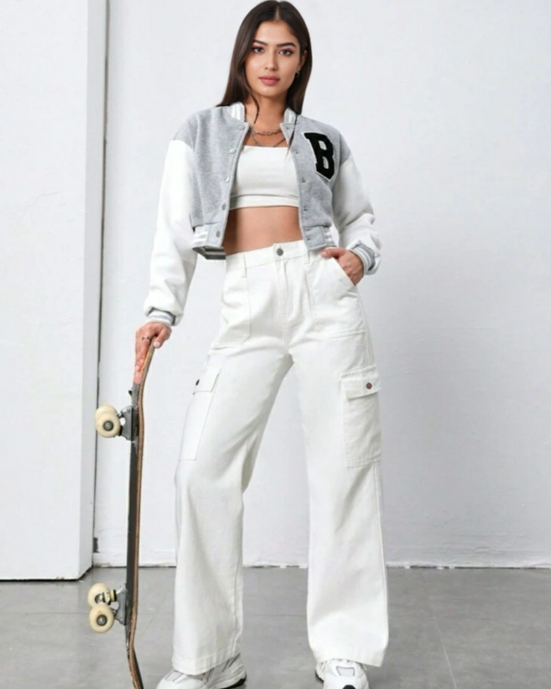 white wide leg baggy cargo jeans 3 women jeans pakistan sale