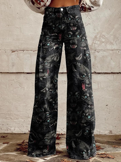 The Huntress | Super Wide-Leg Wolf Pack Denim