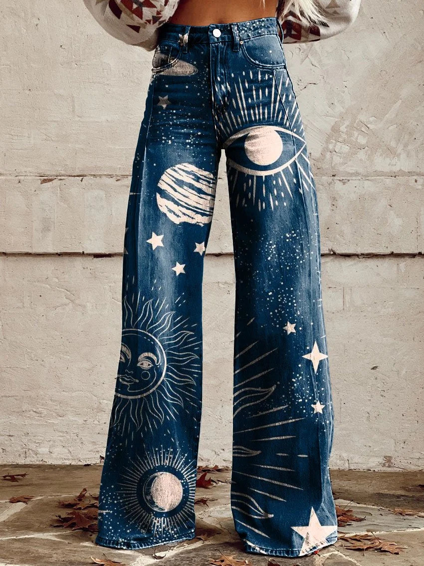 The Oracle | Super Wide-Leg Celestial Star Denim