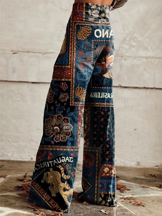 The Empress | Super Wide-Leg Royal Tapestry Denim