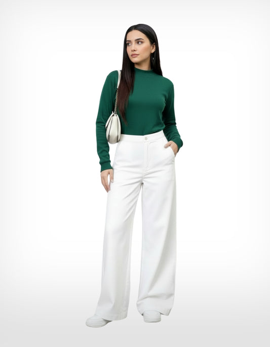 The Slay | White Wide-Leg Jeans