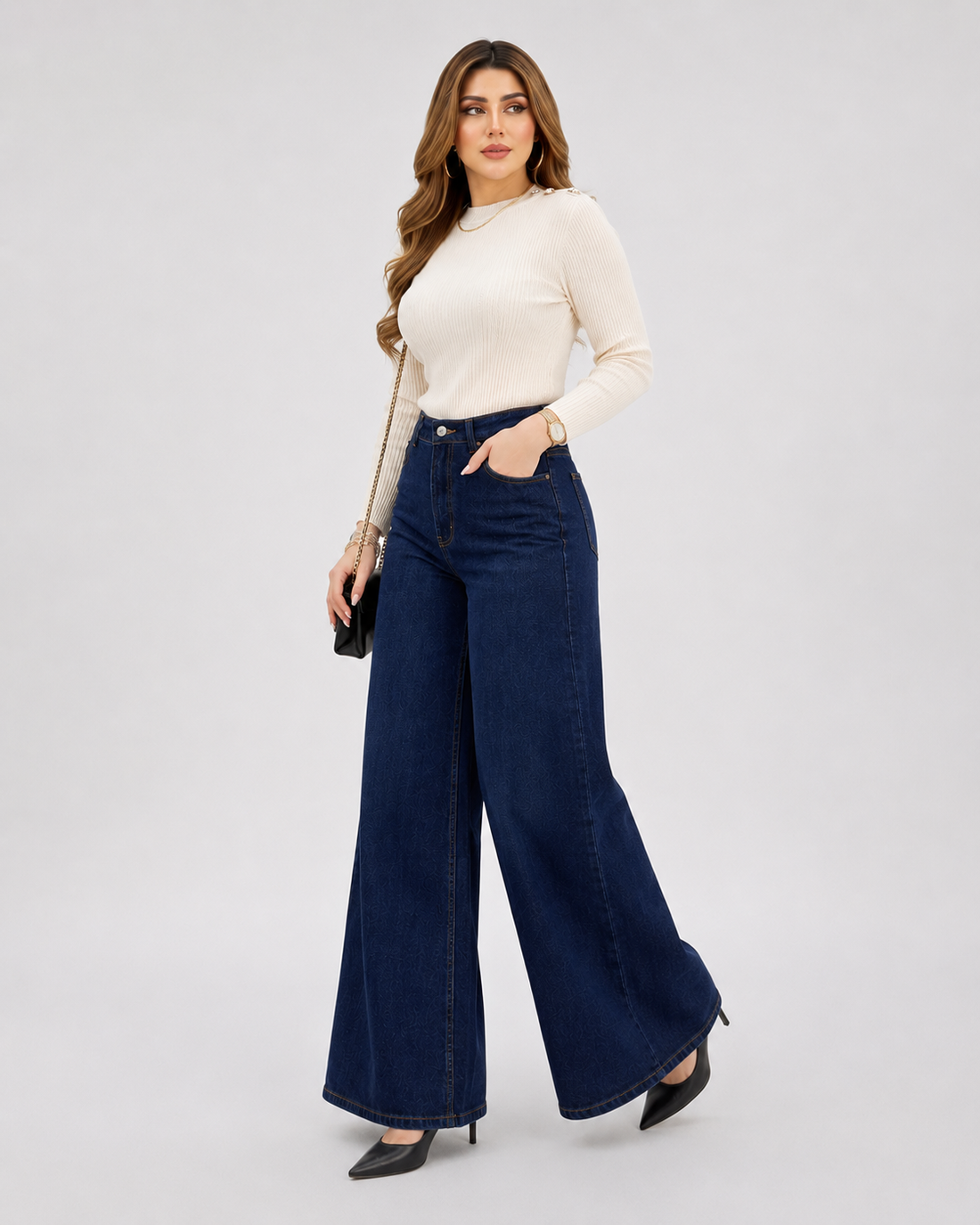 Royal Rebellion | Navy Blue Wide-Leg Jeans