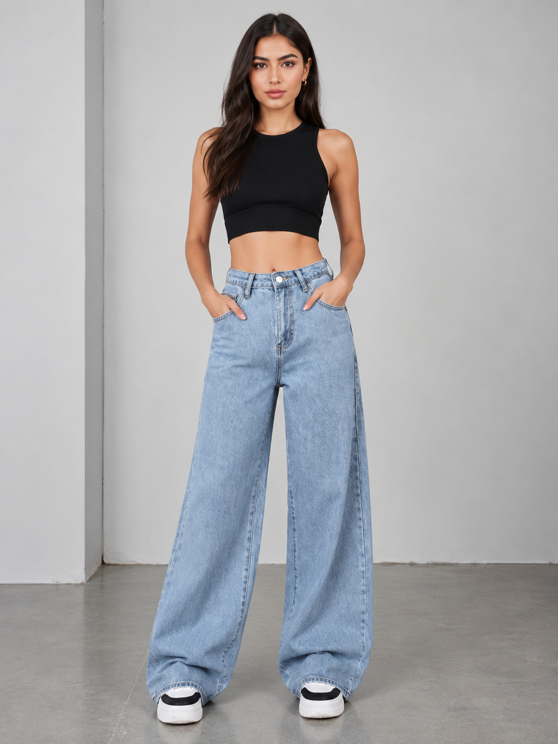 The Drip | Mid Wash Wide-Leg Jeans