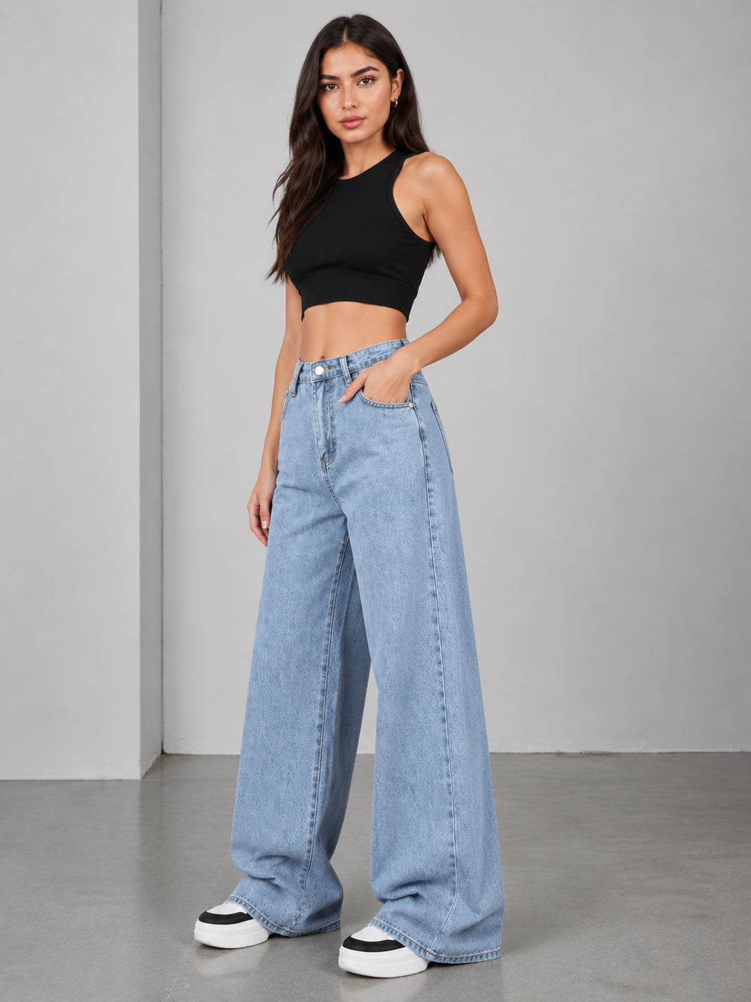 The Drip | Mid Wash Wide-Leg Jeans