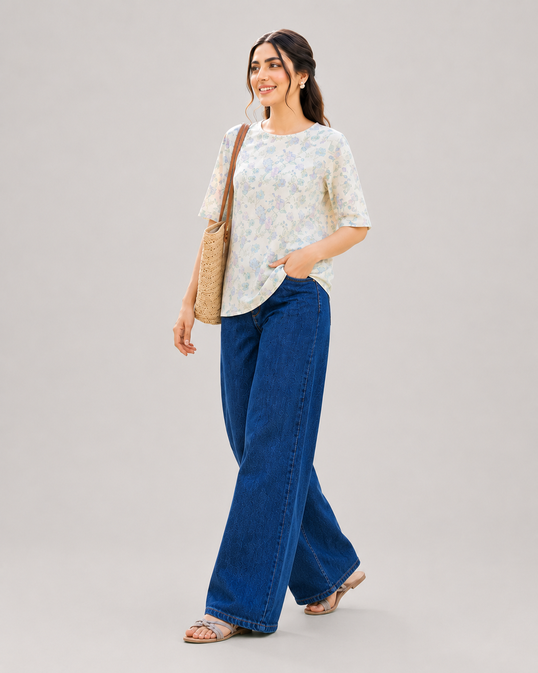 Ocean Silence | Indigo Drift Wide-Leg Jeans