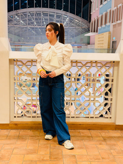 The Journey | Dark Blue Wide-Leg Flap Pocket Cargo