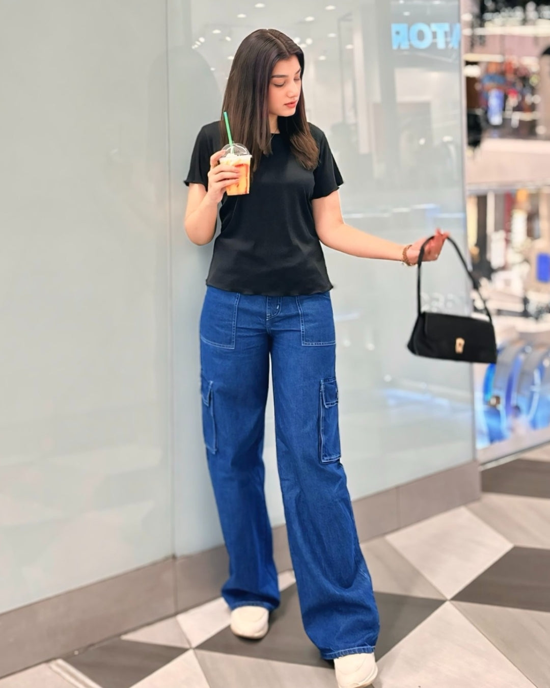 The Journey | Dark Blue Wide-Leg Flap Pocket Cargo