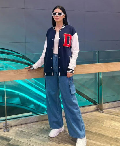 The Street | Stone Blue Wide-Leg Flap Pocket Cargo