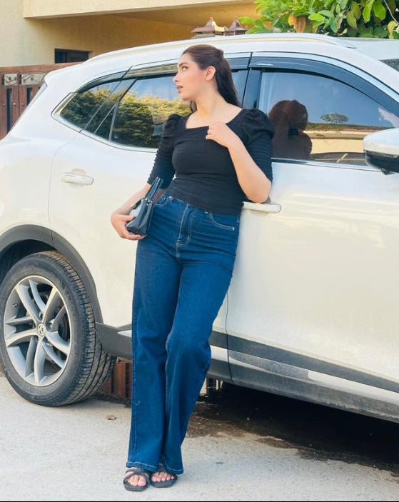 Royal Rebellion | Navy Blue Wide-Leg Jeans
