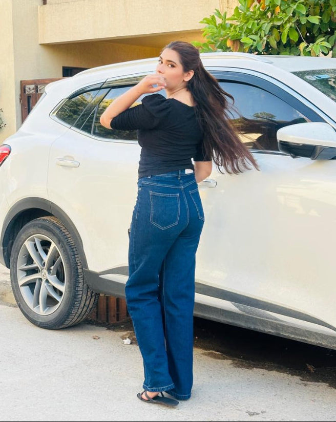 Royal Rebellion | Navy Blue Wide-Leg Jeans