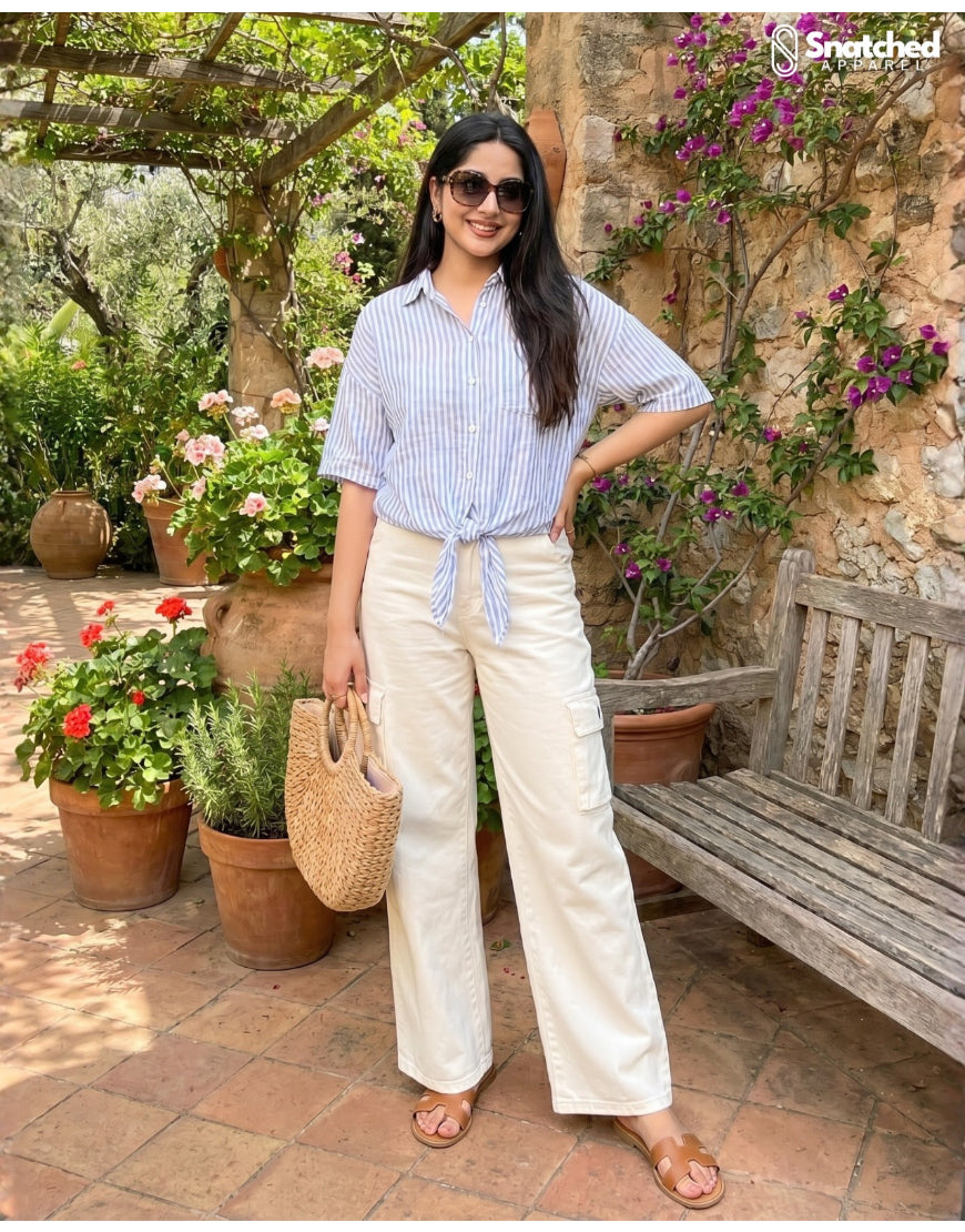 The Coast | White Wide-Leg Flap Pocket Cargo