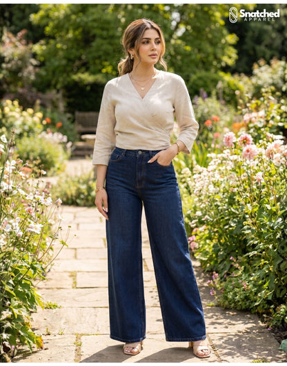 Ocean Silence | Indigo Drift Wide-Leg Jeans