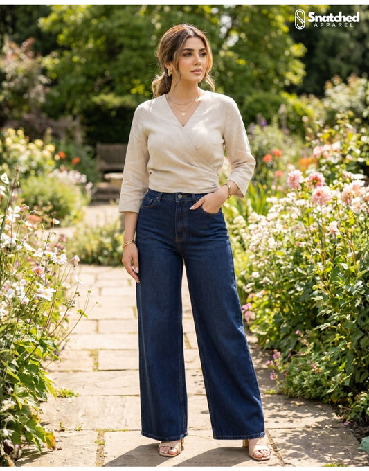 Ocean Silence | Indigo Drift Wide-Leg Jeans