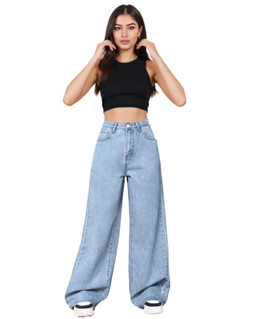 The Drip | Mid Wash Wide-Leg Jeans (Almost Perfect)
